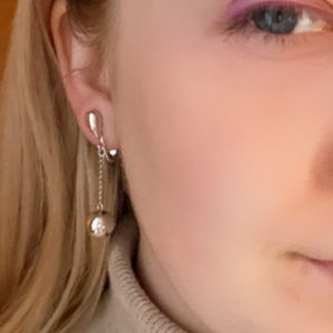 Vintage Sarah Cov Coventry Clip On Earrings Silver Drop Down Ball Chain